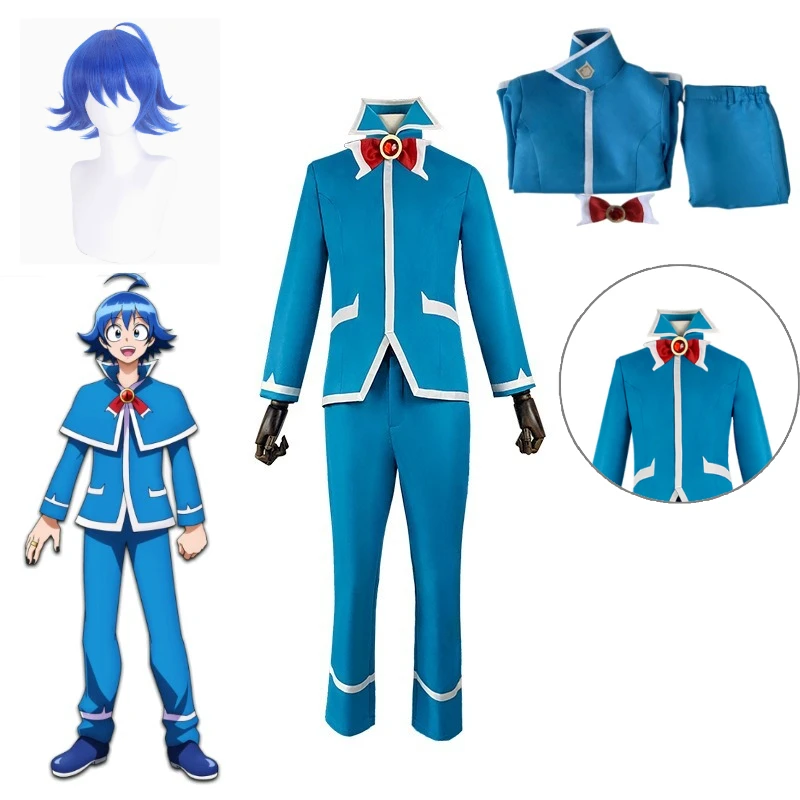 Disfraz de Cosplay del Uniforme Escolar Azul Olímpico de Demon School, Bienvenido a la Escuela de Demonios Iruma-kun Iruma Suzuki, Conjunto Completo para Hombre, Halloween