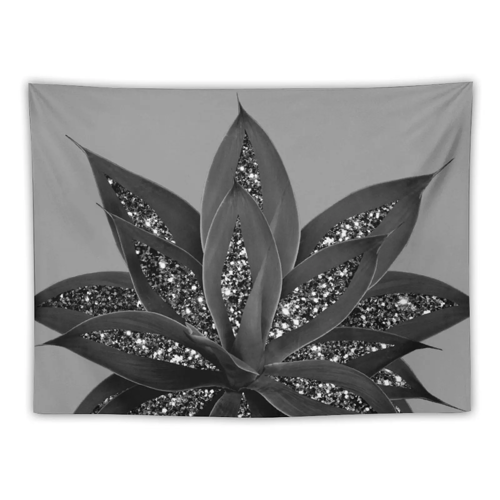 

Gray Black Agave with Black Silver #3 (Photo of Glitter Only - Not Reflective) Tapestry Wall Tapestries Tapestry