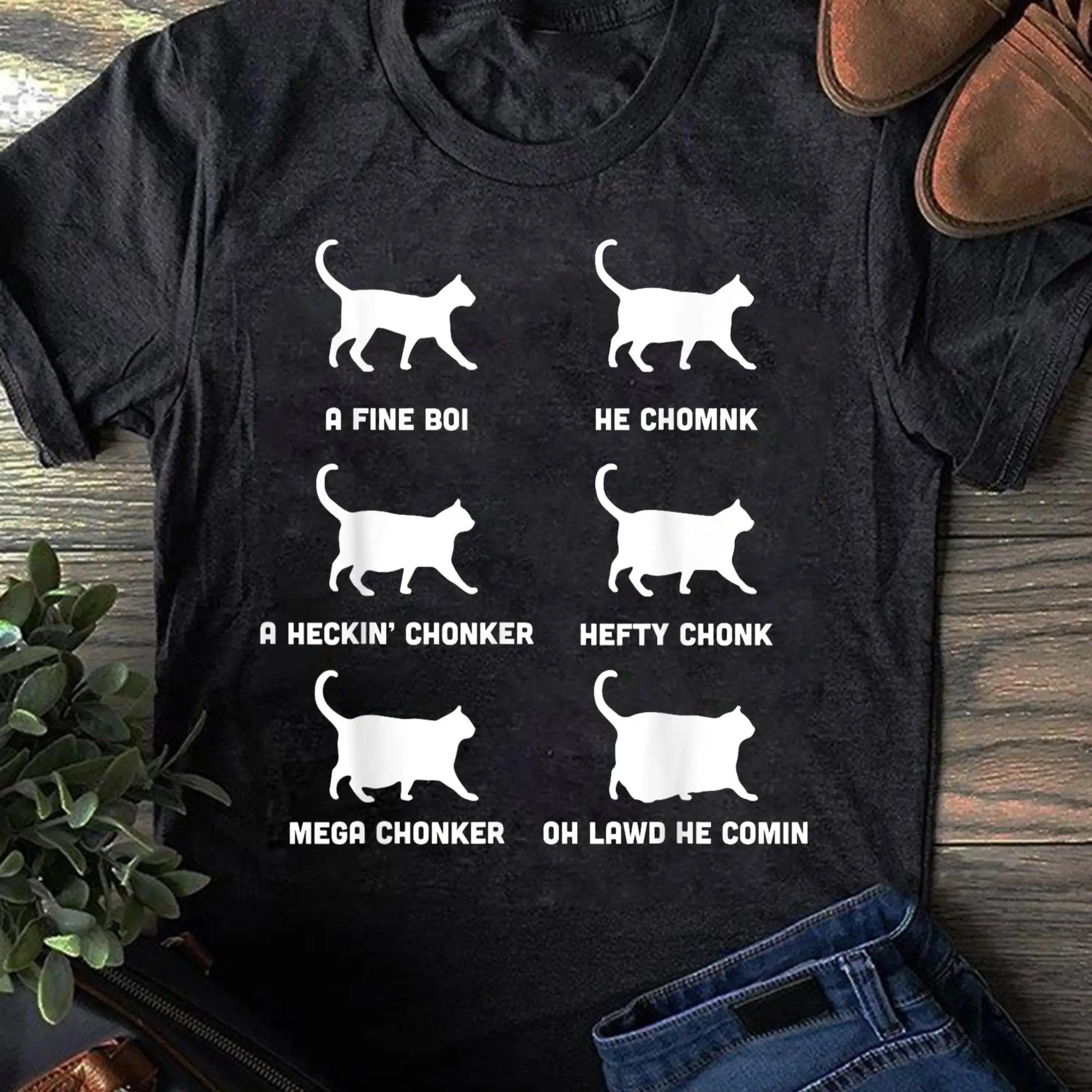 Funny Cats Meme Chonk Cat Chart T Shirt Lover Summer Cool