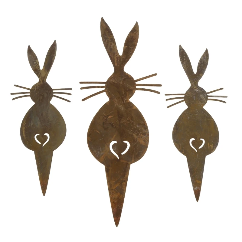 

3Pcs Rabbit Family Yard Stakes for Decorations Garden Stakes Metal Yard Stakes 45BE