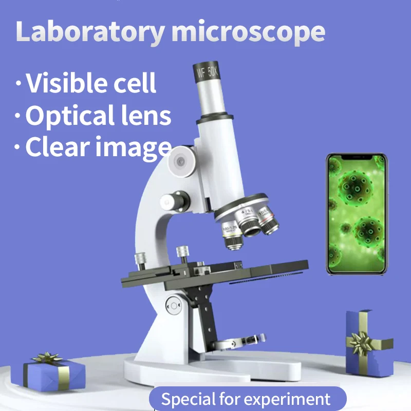 Microscope for Adults Kids 64X-2400X Magnification Compound Microscope with Microscope Slides Fill Light for Children Students