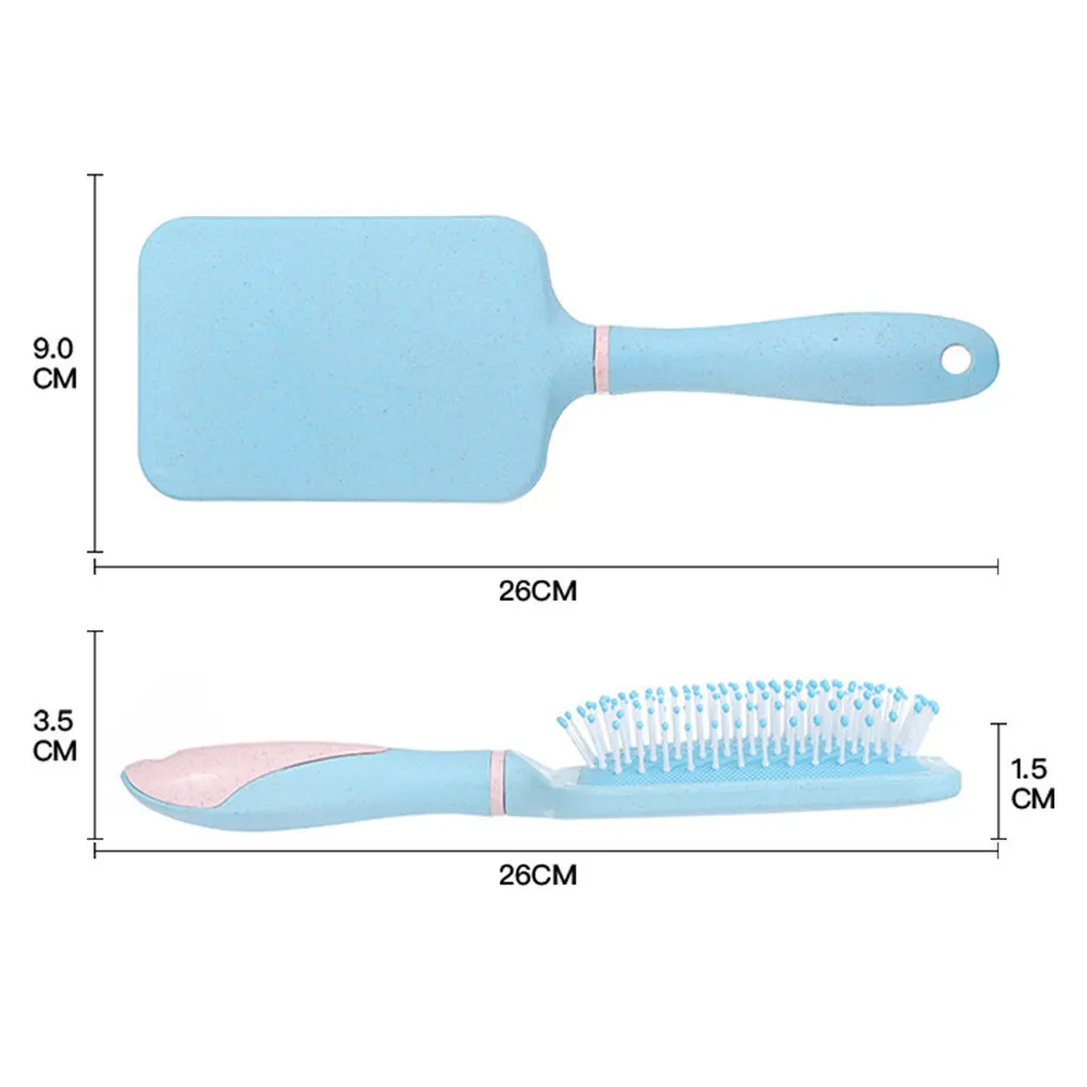 

Massage Comb Wheat Straw Paddle Hairbrush Light Blue Perfect Scalp Detangling Curly Hair Brush Portable Travel Hair Comb