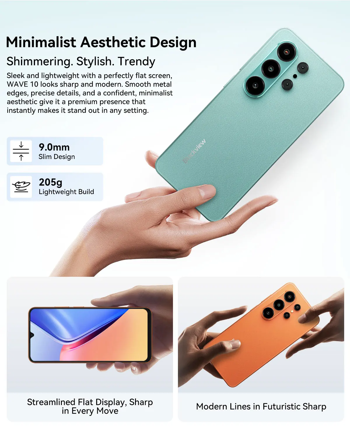 Blackview WAVE 10 Smartphone 6.88 HD+ 120Hz IPS Display Octa-Core 8GB 256GB 32Mp Camera 5000mAh 3 Card Slot Android 16 Cellphone