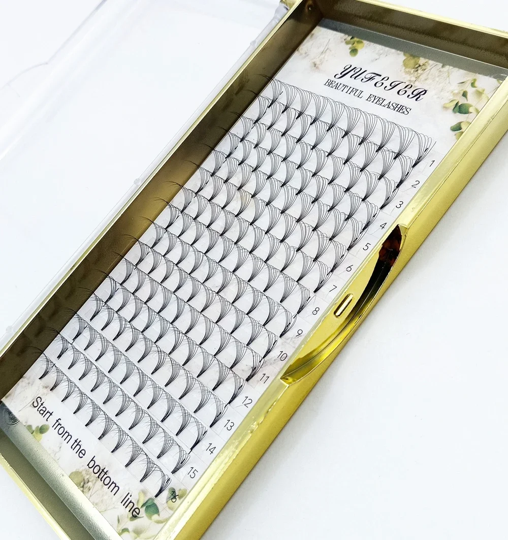 HBZGTLAD 16 เส้น Premade ปริมาณแฟน 5D-20D Lash รัสเซียสั้นขนตา Pre made Lash Extension Faux Mink