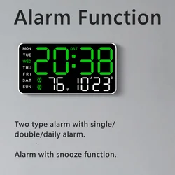 Orologio da parete digitale a LED alimentato tramite USB controllo vocale temperatura data settimana Snooze doppia sveglia DST regolazione della luminosità 12/24H