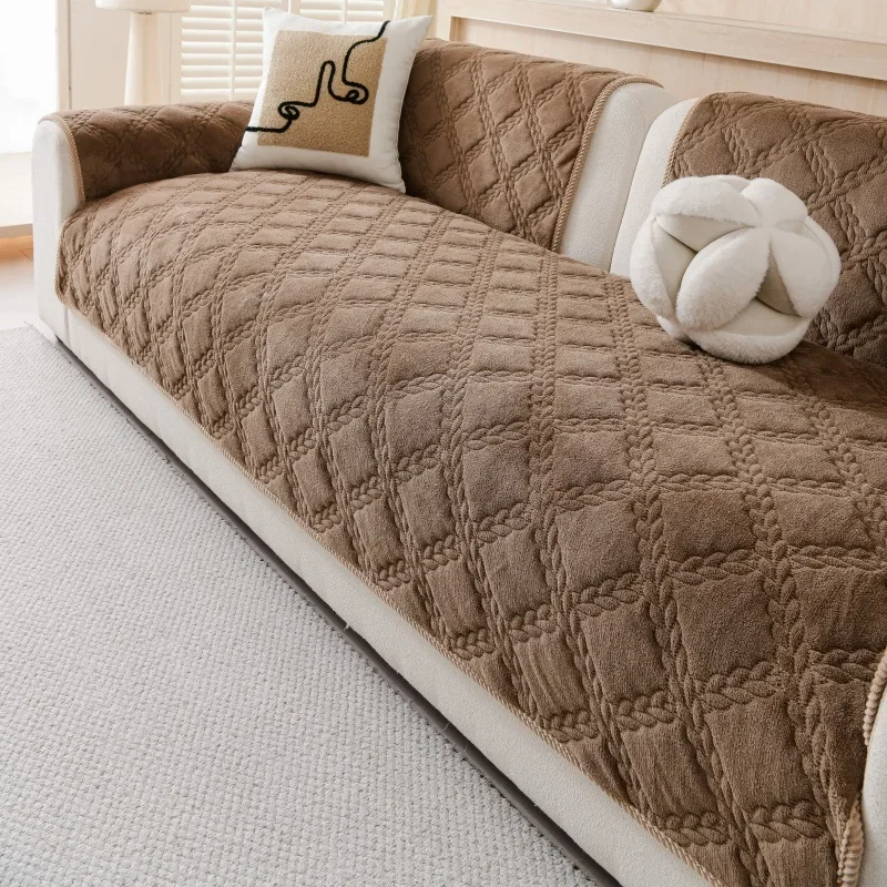 Resistant Winter Warm Diamond Cable Jacquard Sofa Cover Quilted Textured Sofa Cushion Multi-color Optional Anti-slip Sofa Towel