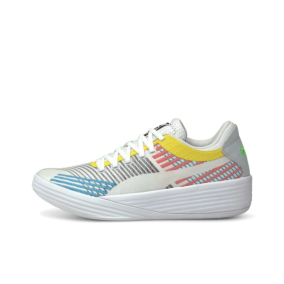 PUMA Clyde All Pro Cushioning Slip Resistant Lightweight Low top Basketball Shoes Unisex Khaki Yellow Orange 194039-01