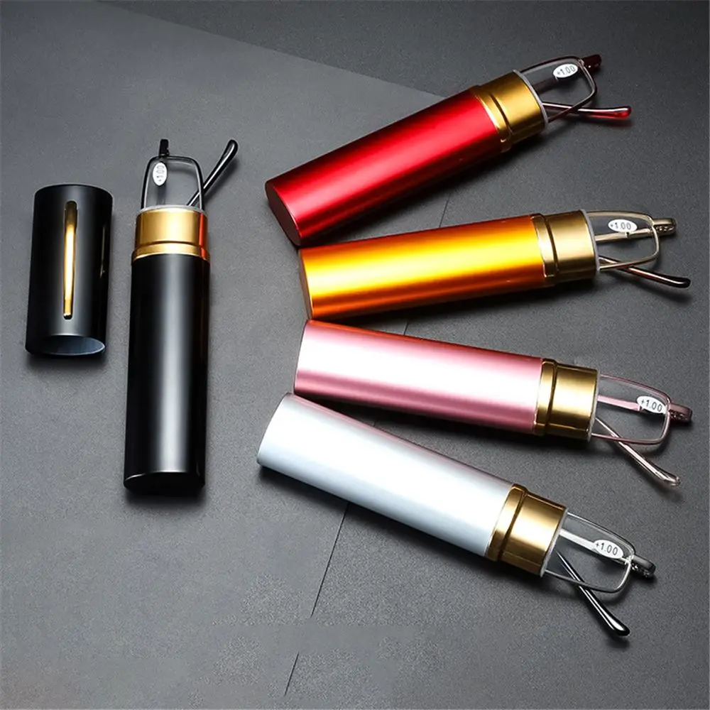Strength +1.0~+4.0 Anti-blue light Slim Lightweight Eyeglasses Readers for Men Women Reading Glasses with Pen Clip Tube Case