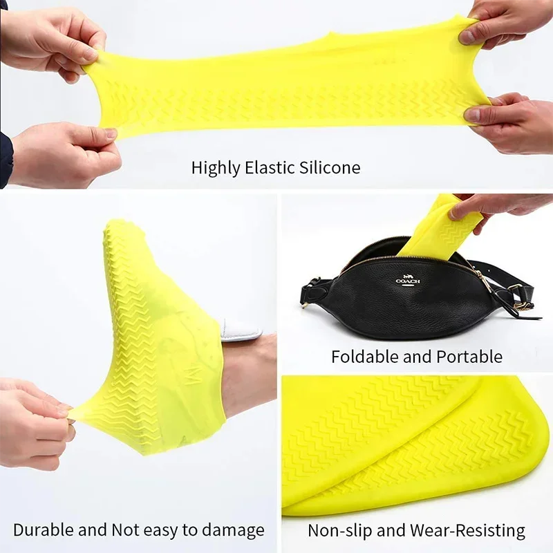 Waterproof Silicone Shoes Rubber Rain Boot Covers Reusable Non-Slip Rain Shoe Covers Rainy Day Shoe Covers Protector Boot