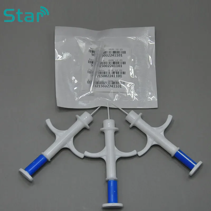 FDX-B Syringe Pet ID Tag 134.2KHz Separated Recycle Microchip Needle Animal Injector Matching Plastic Injector 1000pcs 1.25x7mm
