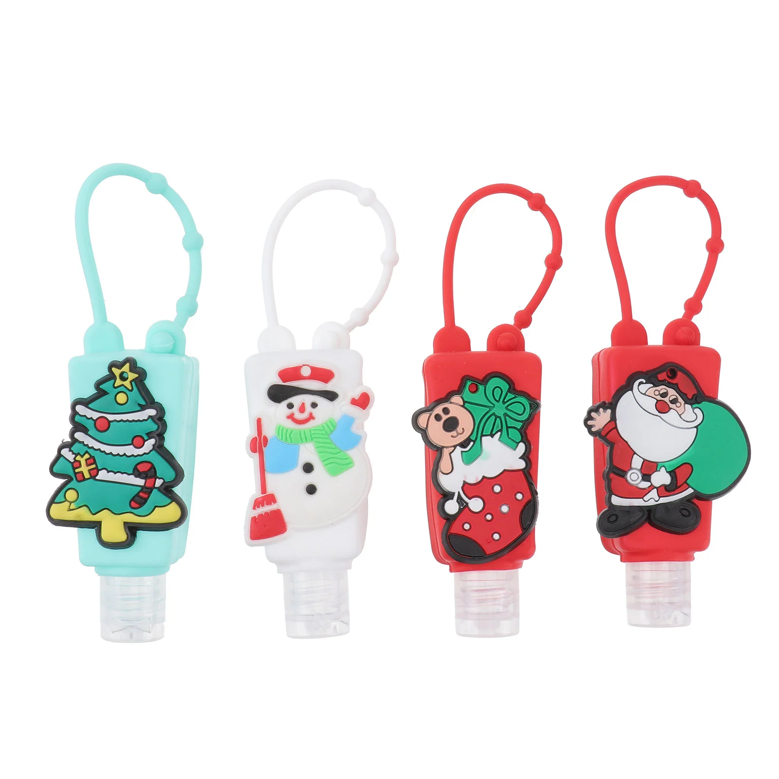 5 Pcs Christmas Bottle Set Keychain Xmas Hand Holder Silicone Perfume Bottles Silica Gel Travel Student