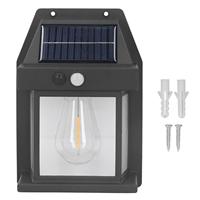 IP65 Waterproof Solar Tungsten Wire Wall Light - Motion Sensor Exterior Lighting with 3 Modes for yards