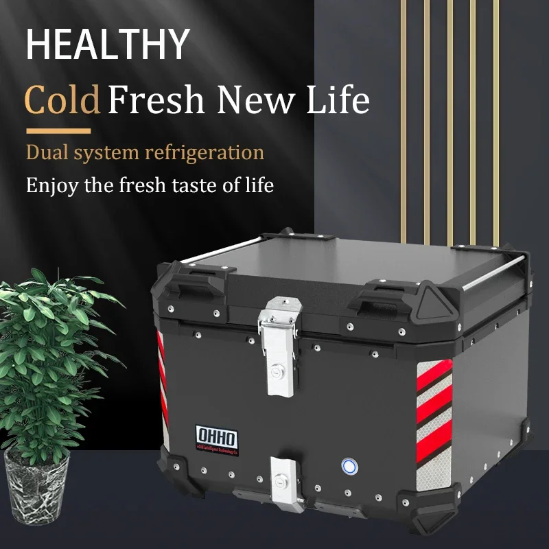 Refrigeration and heating 48L Motorcycle Accessories Delivery Box Top Case Aluminium Trunk motorcycles Top Box Tail Box