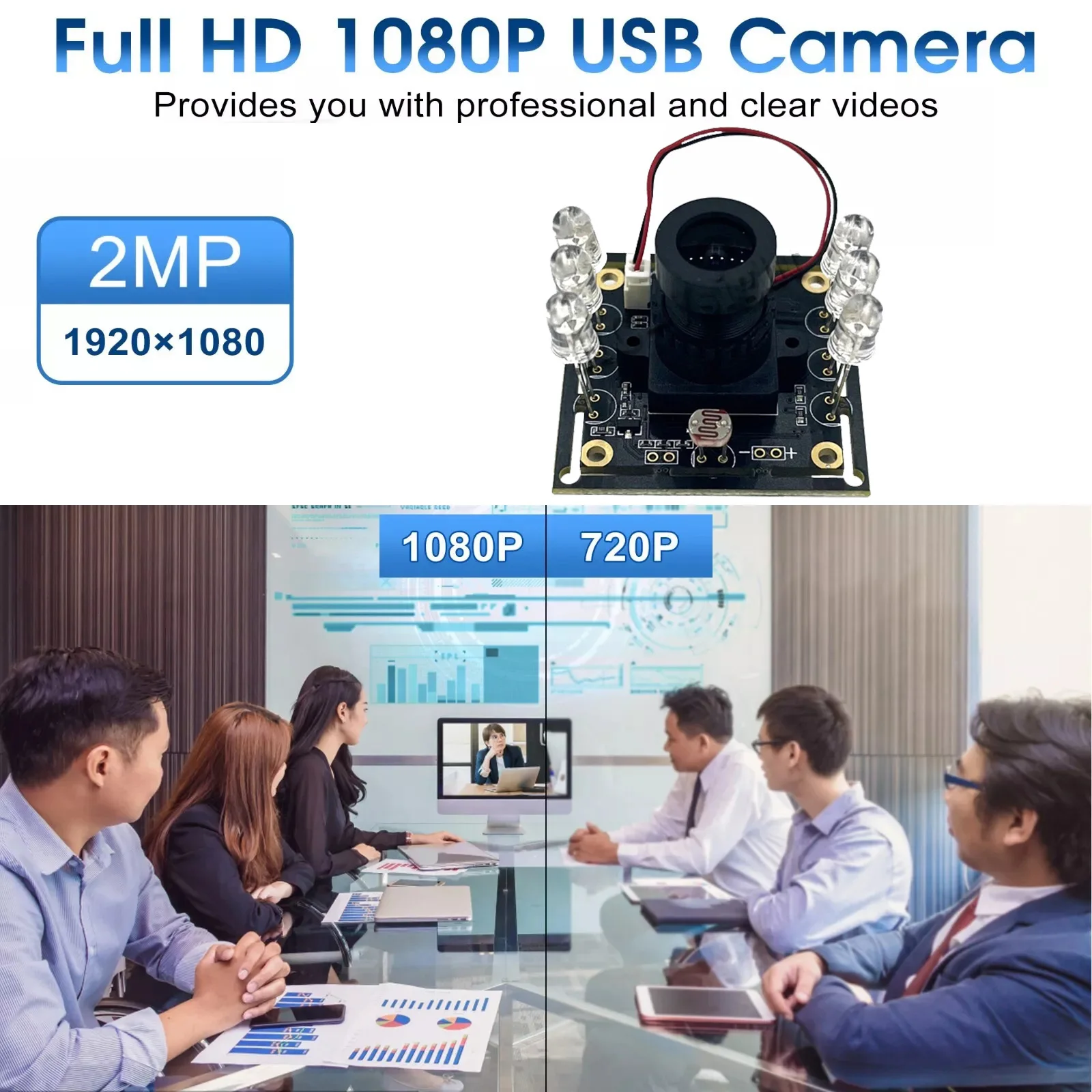 1080P 850nm IR Infrared Night Vision USB Camera  Auto IR-Cut Switching All-Day Image USB2.0 Webcam Board  For PC Android Mobile