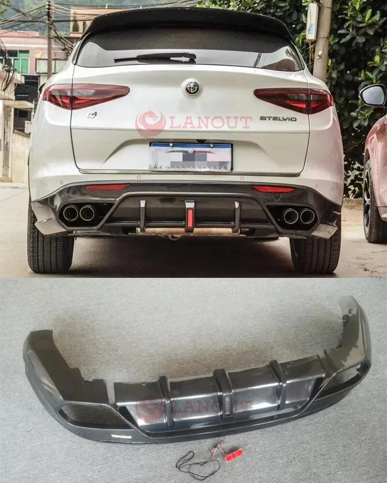 

For Alfa Romeo 2017 2018 2019 2020 2021 Real Carbon Fiber Rear Diffuser Spoiler Body Kit Auto Modification Parts
