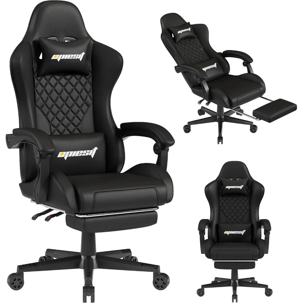 

Gaming Chair,Ergonomic Computer Chairs for Adults with Footrest, PU Leather Office Chair with Adjustable Lumbar Support & Pocket