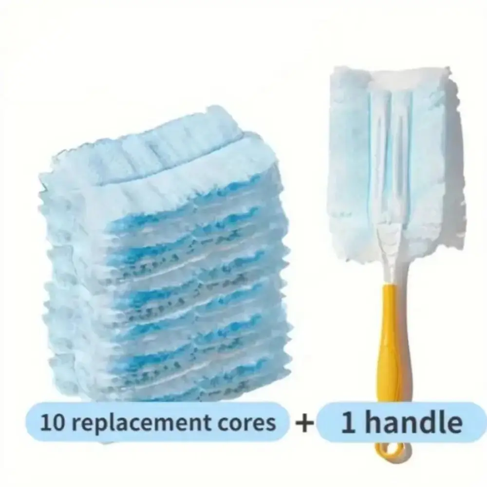 Recambios de plumero electrostático de limpieza de 10 unidades con mango de 1 Uds. Adsorción de plumero de microfibra multisuperficie para plumero Swiffer