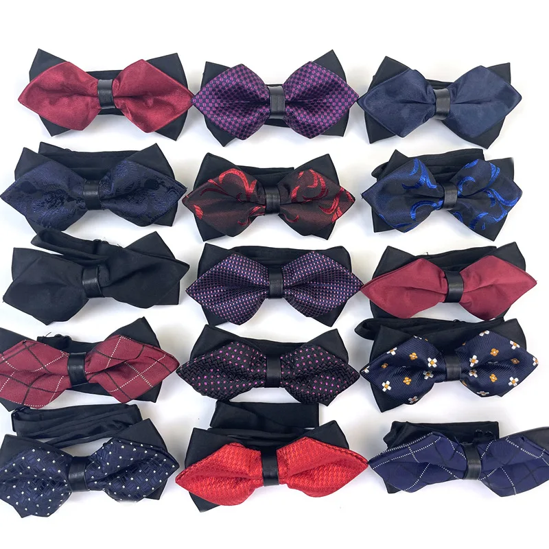 

sharp Bowtie party butterfly Pointed Bow Tie polyester bowknot Adjustable plaid paisley Excellent quality promotion