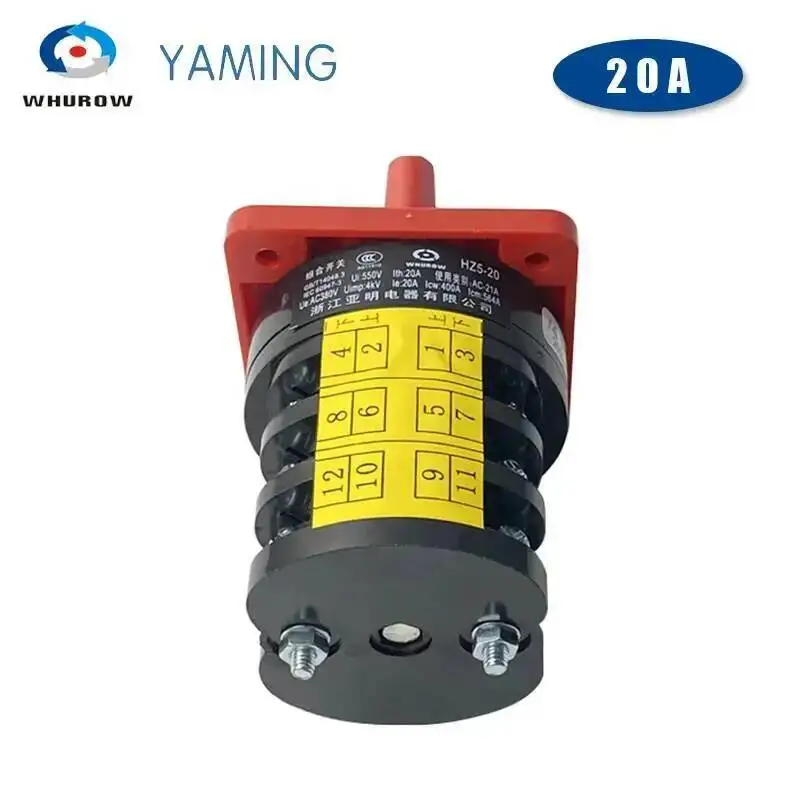 HZ5-20/4 M05 kombinasyonu geçiş döner kam anahtarı 3 kutuplu 3 pozisyon seçici şerit kişileri 20A 4kw