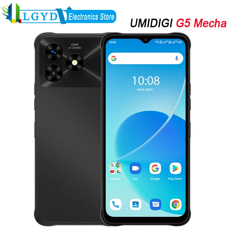 

UMIDIGI G5 Mecha Rugged Phone 6.6'' Android 13 Unisoc T606 Octa Core 8GB RAM 128GB ROM 4G LTE Network Face ID Side Fingerprint