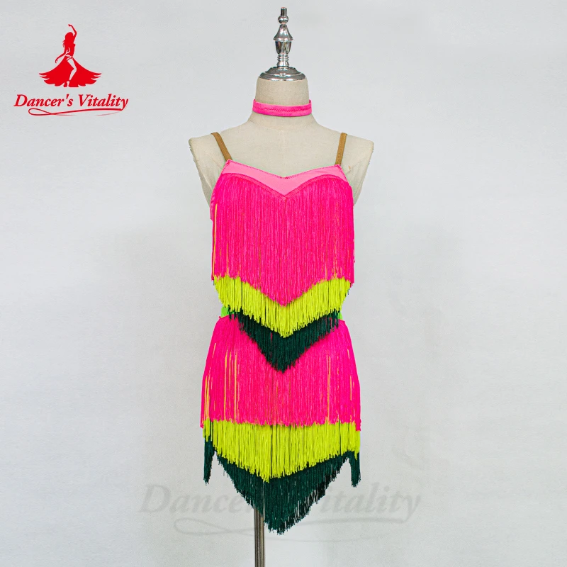 New style latin dance costumes senior sexy colors tassel latin dance dress for women latin dance dresses S-4XL