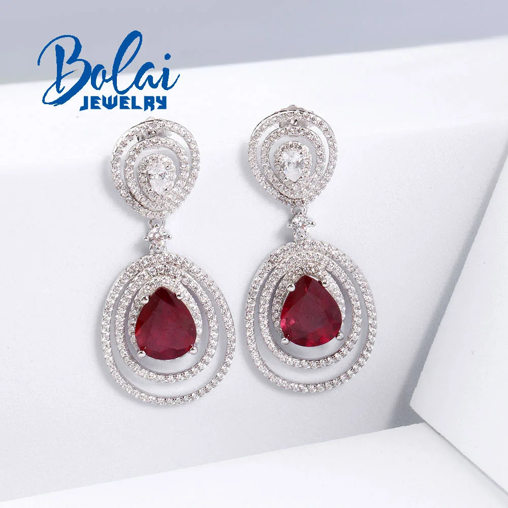 

Light luxury ruby long earrings Natural gems women's fine jewelry 925 sterling silver anniversary engagement banquet wear