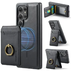 Magnetic Detachable Wallet Card Bag Leather Phone Case For Samsung Galaxy S25 Ultra S24 S23 Ultra S25 Edge S25 Wireless Charging