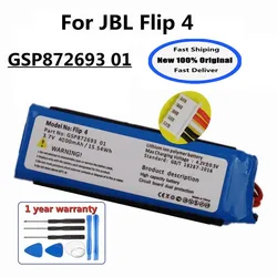 JBL Flip 4 Speaker Battery, 100% Original, Edição Especial, GSP872693 01, Baterias 4000mAh, Ferramentas, 2022