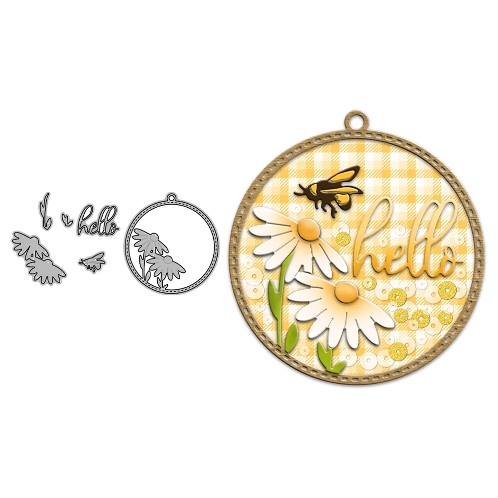 MangoCraft Spring Flowers Daisy Bee Shaker Cutting Dies DIY Stationery Scrapbooking Supplies Metal Cut Dies Knife Mold For Cards