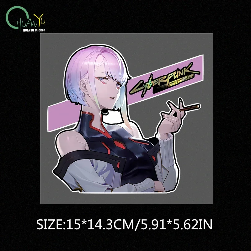 2D Cyberpunk Anime Edge Runner Car Sticker, Waterproof Decal for Car, Motorcycle, Lucy PC Case Decor