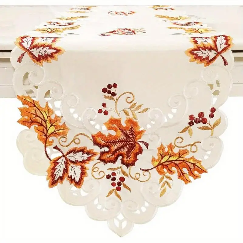 Fall Table Runner with Maple Leaf 15 X 67 Inch Thanksgiving Festival Decor for Home Party Restaurant Use B Style