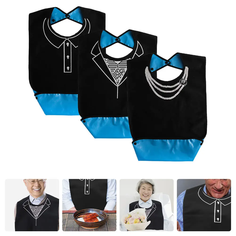 

Набор из 3 водонепроницаемых многоразовых фартуков для взрослых: удобные чехлы на сиденья для пожилых людей с комфортным дизайном для шеи, защита одежды при приеме пищи для пожилых людей