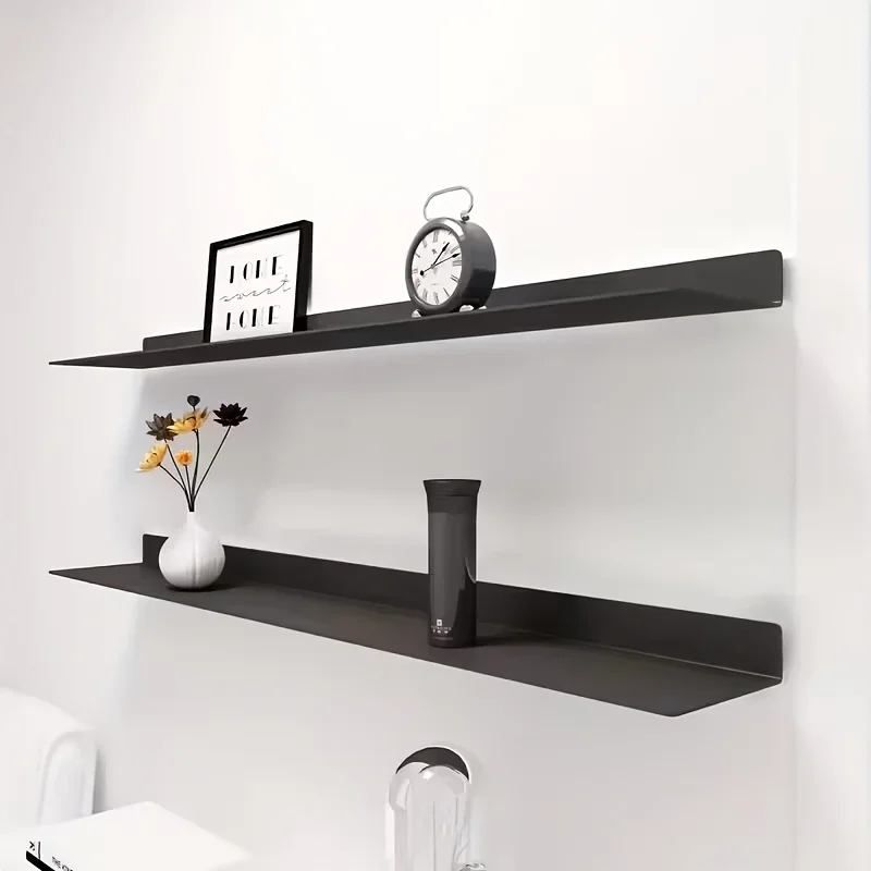 Modern Minimalist Floating Shelf-Mounted Bookcase & Display Shelf with Heavy-Duty Iron, Black/White Suitable for Home Office