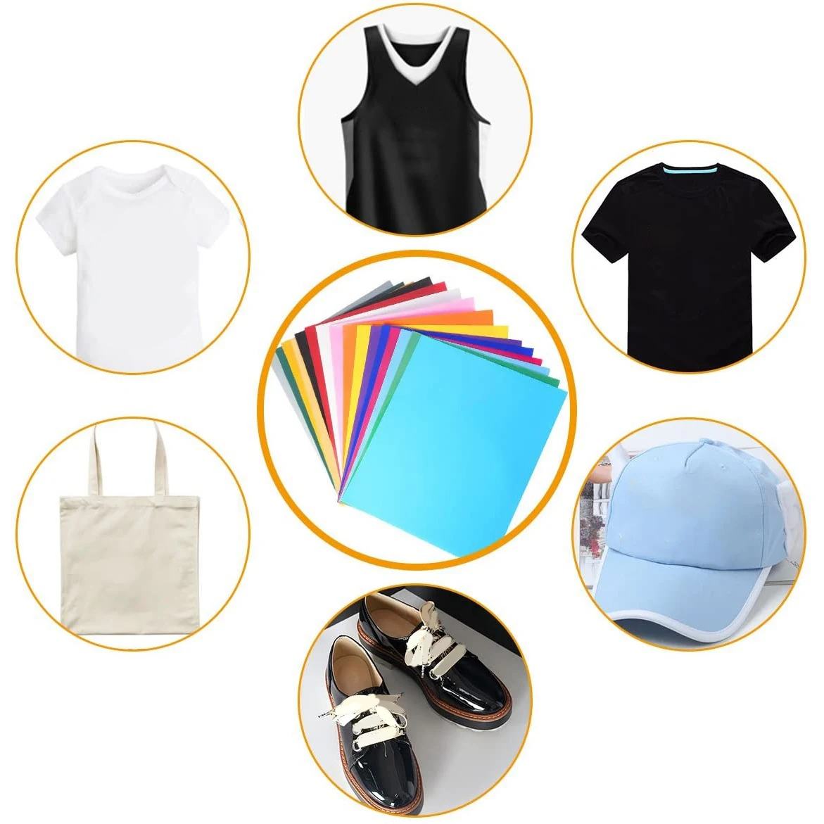 SR-PU Heat Transfer Vinyl 25 Pcs 16 Warna Kertas Transfer Foil Tekstil Untuk DIY Kaos Cricut Cameo