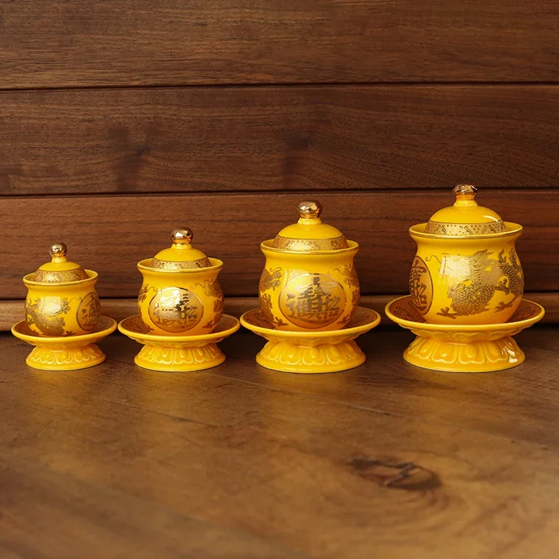 Buddhist Ceramics Water Supply Cup Ornaments Guanyin Holy Water Cup Buddha Hall Decor Traditional Home Buddha Tools Supplies