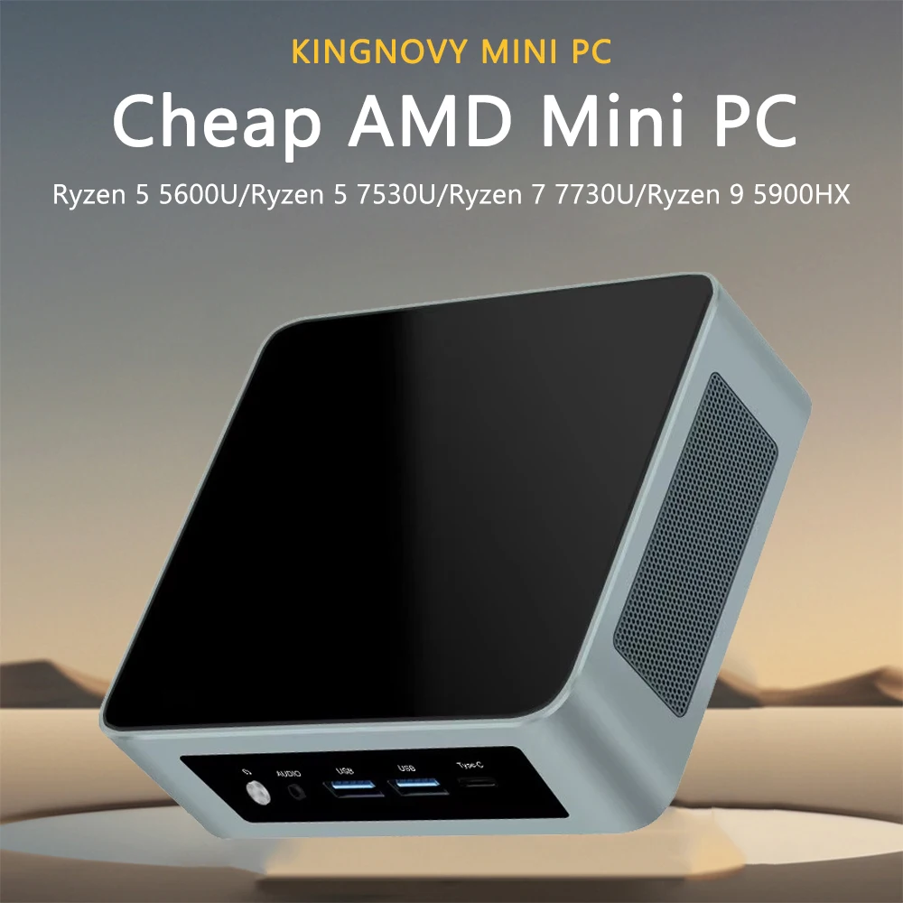 Kingnovy AMD Mini PC Ryzen 9 5900HX R7 7730U R5 7530U Windows 11 Pro 2x DDR4 NVMe SSD Gaming Desktop Computer 3*8K Display HTPC