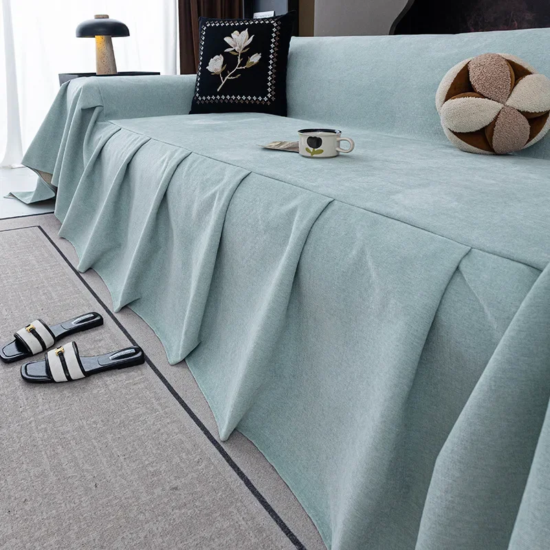 Cream Style Chenille Sofa Cover with Silicone Particles Waterproof Anti Slip Nordic Style Four Season Universal Sofa Blanket