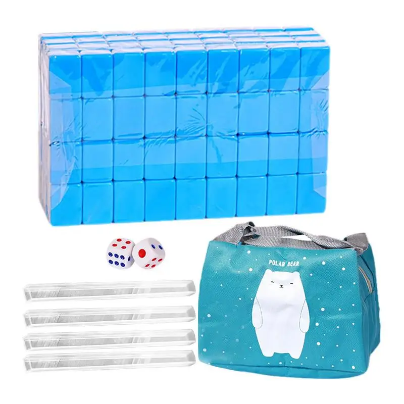 Travel Size Mahjong Traditional Chinese Version Game With Storage Bag Portable 144 Tiles Mahjong For Travel Family Leisure Time