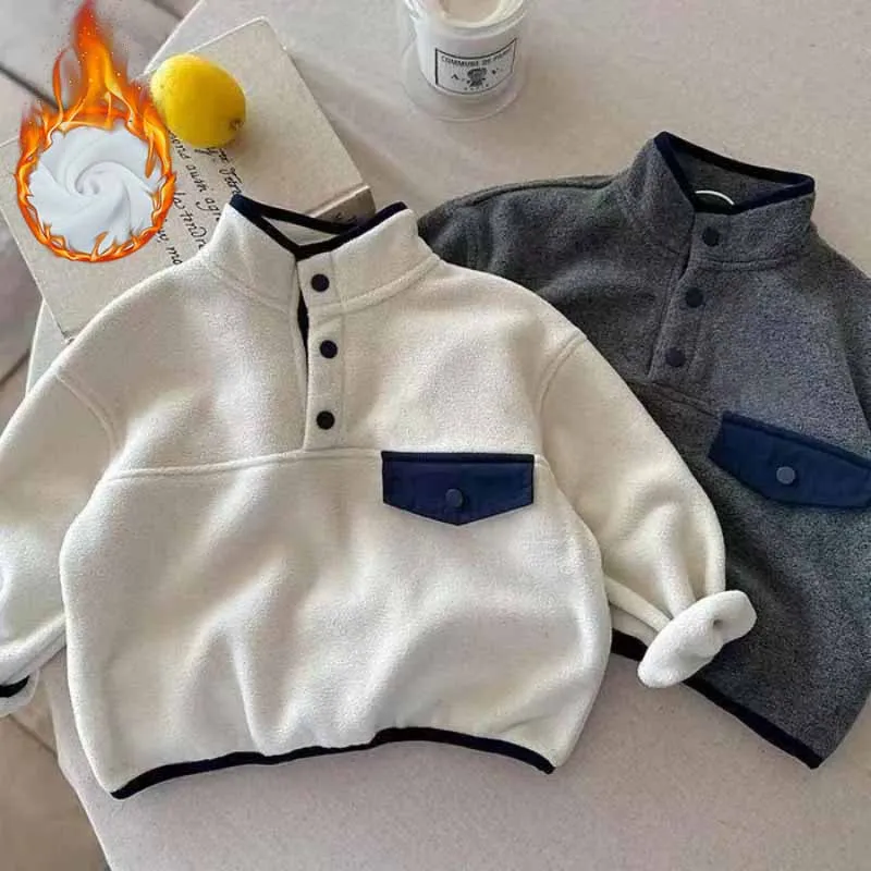 

Kids Plush Velvet Turtleneck Children Winter Warm Sweatshirts Solid Casual Girls Pullover Fleece Tops Warm Baby Boys Sweatshirt