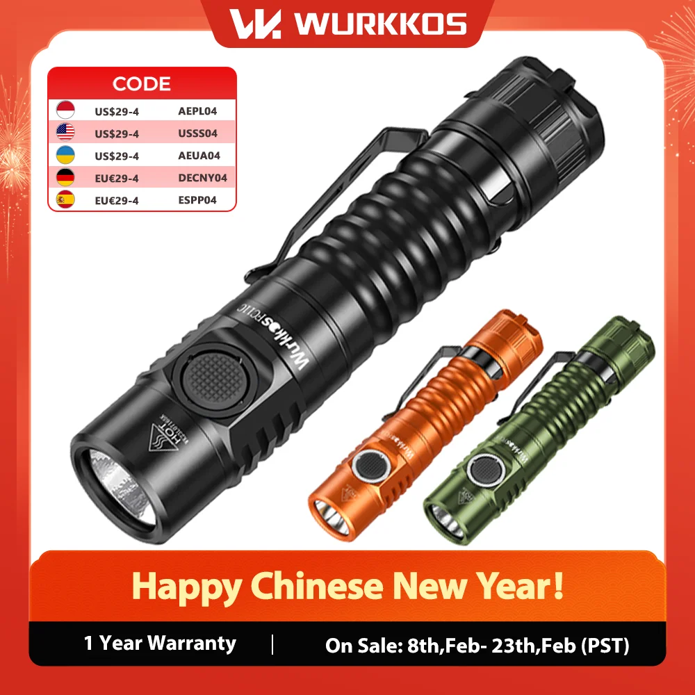 Wurkkos FC11C Светодиодный фонарик, перезаряжаемый, с высоким люменом, 1200, портативный понижающий фонарь 90, высокий CRI (5000 К), магнитное освещение