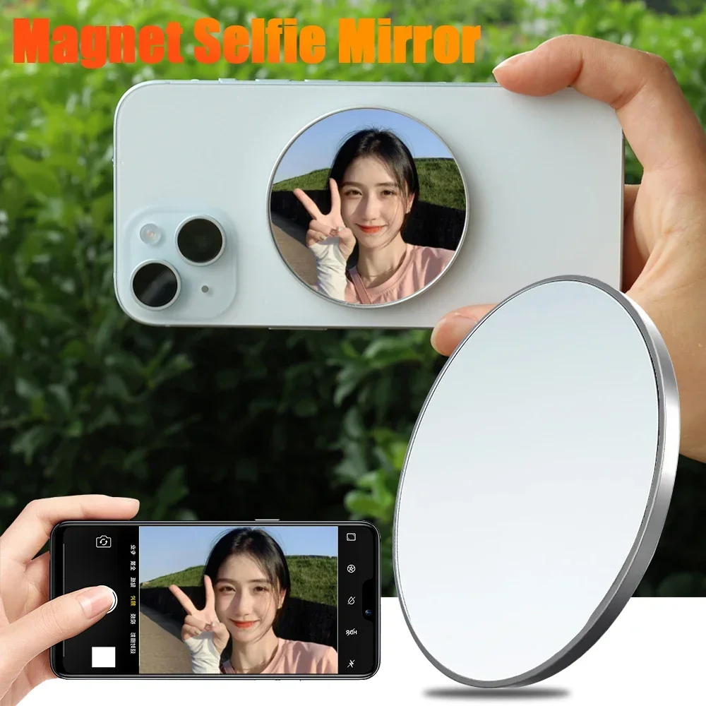 For Magsafe Magnetic Convex Mirror For iPhone Mobile Phone Beauty Mirror Video Selfie Vlog Magnetic Mirror for Streaming Selfie