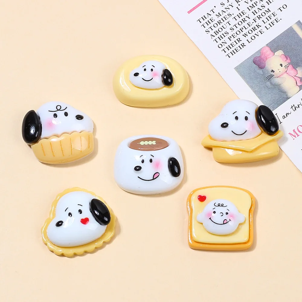 Cute Resin Flat Back Cabochon Cartoon Puppy bread cake Scrapbook Kawaii DIY Embellishments Charm craft Decorate Accessories