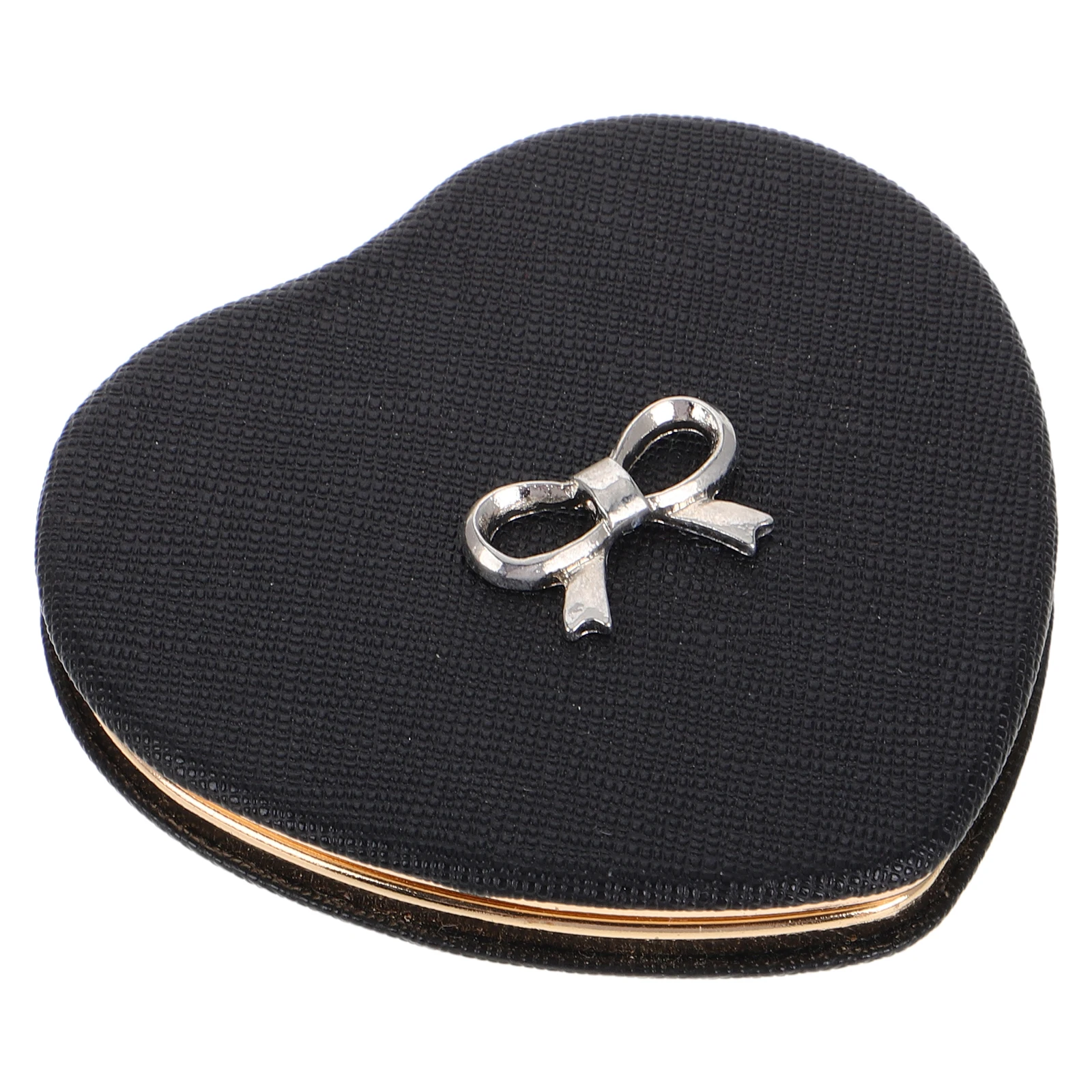 Heart Shaped Makeup Vanity Portable for Purse Cute Vintage Compact Dual Sided Metal Mirror Bow