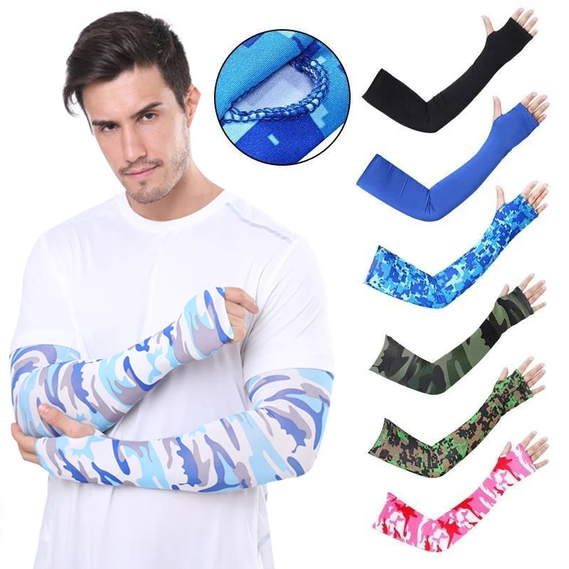 1pair Cycling And Fishing Sports Sleeves Summer Long Ice Silk High Elastic Arm Protection