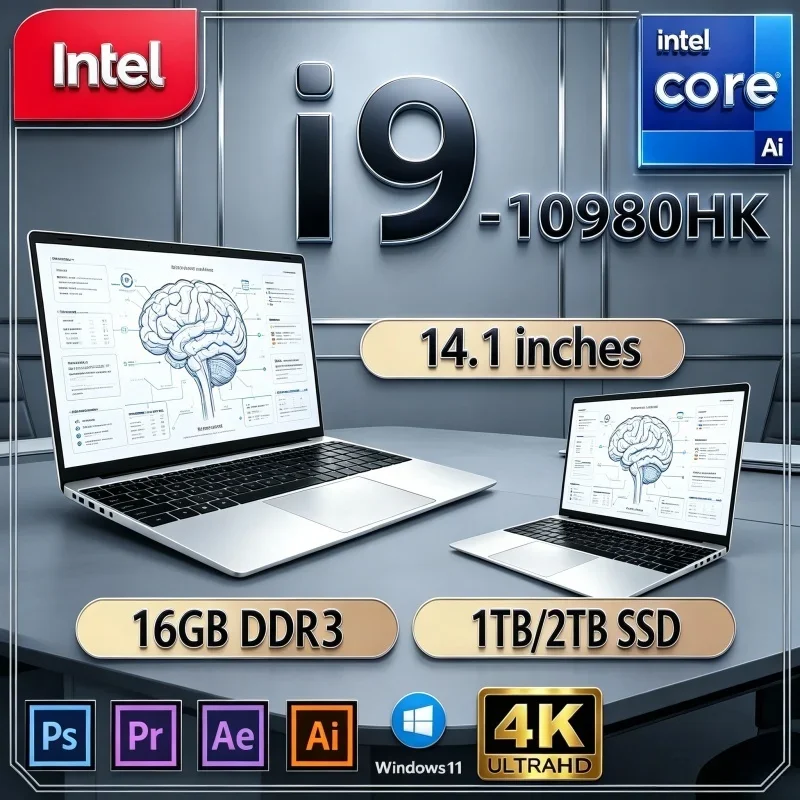 Novo Notebook Gamer Ultrafino e Leve 2026 de 14.1 Polegadas Intel I9-10980HK 16GB 32GB 2TB SSD Win11 para Escritório e Estudantes