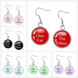 In One Ear And Out The Other Glass Cabochon Earrings Women Circular Pendant Earrings Fashion Jewelry Gifts