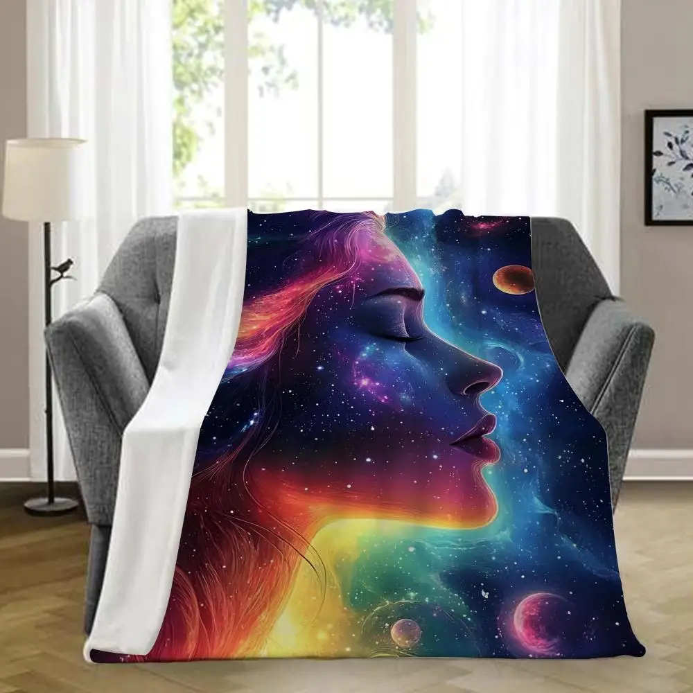 

5D Elf Angel Girl Throw Blanket Aesthetic Art Flannel Blanket Portable Home Travel Camping Sofa Picnic Thickening Flannel Blank
