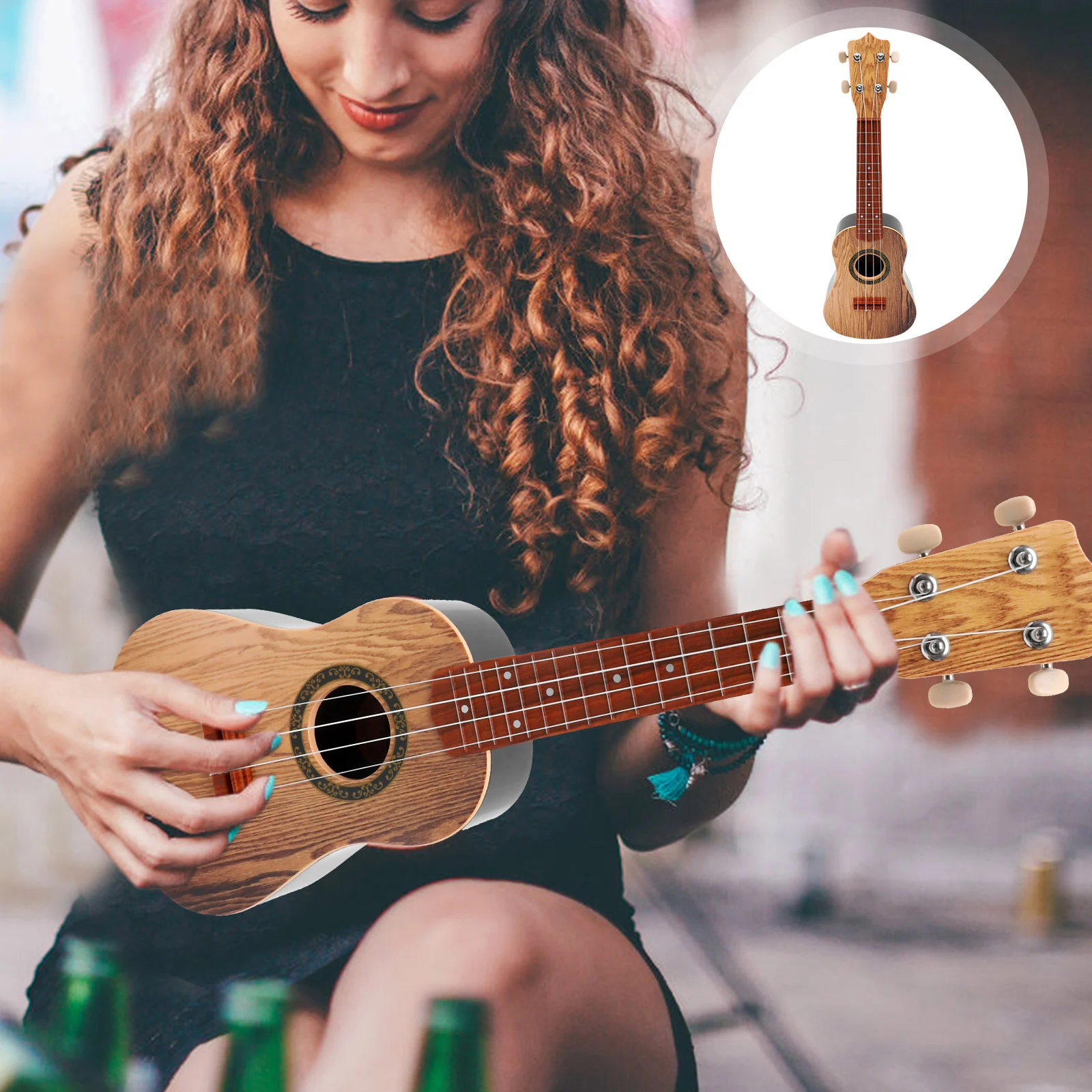 

1Pcs Wooden Ukulele 21 Inch Durable Impact Resistant Music Instrument Starter Kids Adult Practical Ukulele Musical Instrument