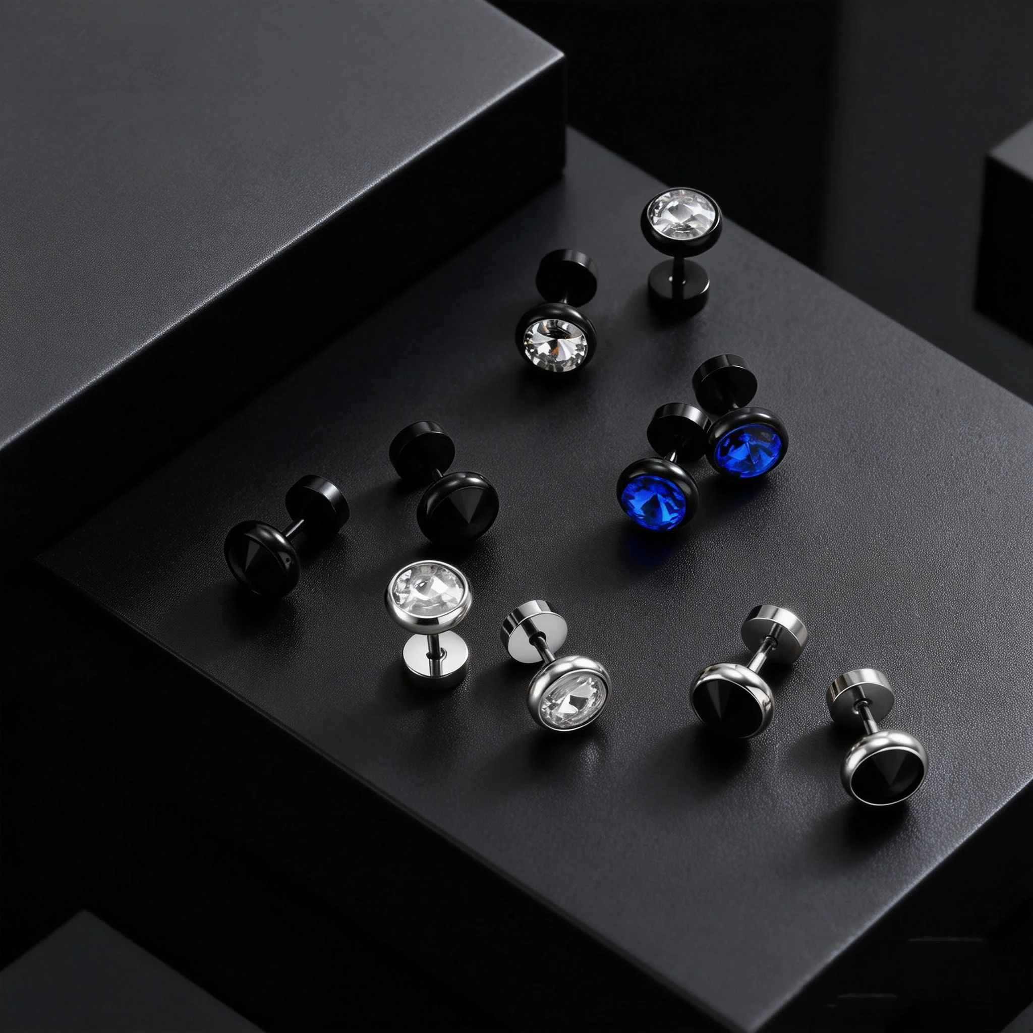 Simple Circle Round Stud Earrings for Men Boys, Metal Zircon Small Earrings, Unisex Daily Jewelry Accessory