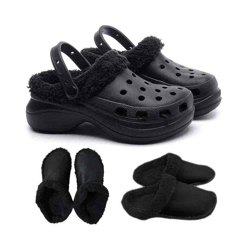 1Pair Winter Warm Shoe Covers Thicken Plush Insole for Women Men Shoe Cover Removable Plush Liner Sandals Beach Shoe Accessories